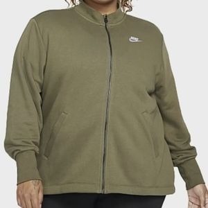 Nike Fleece Cardigan Sweatshirt Olive DJ6678-222 Women's Plus Size